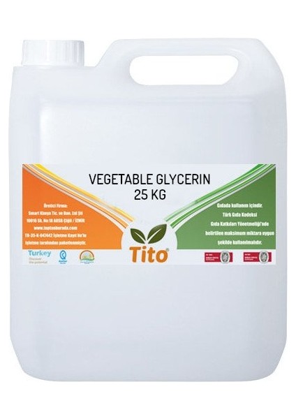 Bitkisel Gliserin Vg Vegetable Glycerin Gıda Tipi 25 kg