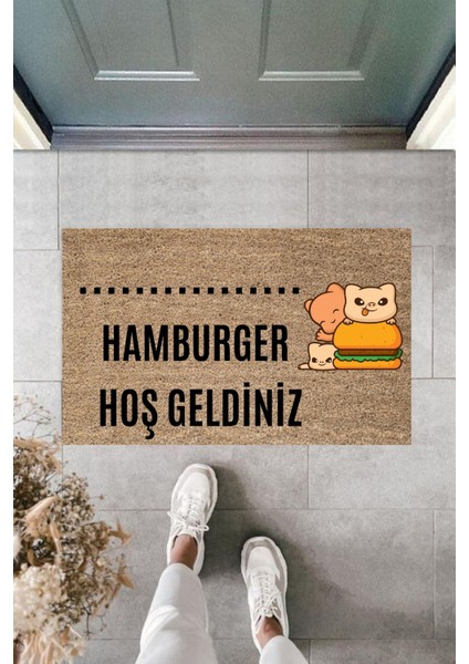 Dijital Baskı Kişiye Özel Iç Kapı Dekorasyon Paspas Hamburgerci 3 Ko-134660