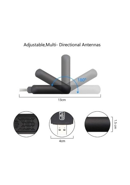 Grc Accessory AC1200 Mbps Dual Band USB 3.0 Adaptör Kablosuz Wifi Alıcı