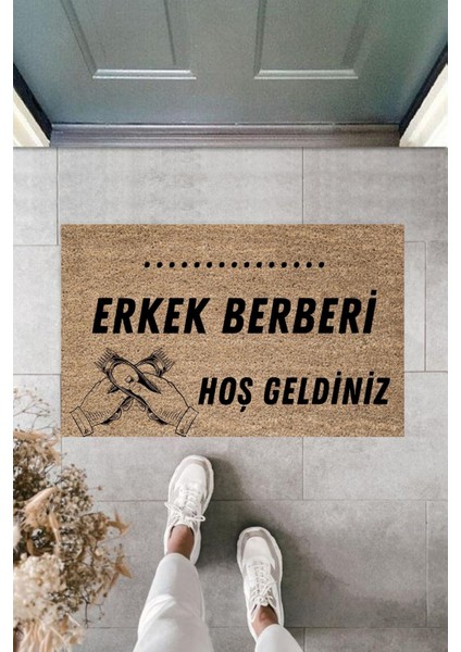 Dijital Baskı Kişiye Özel Iç Kapı Dekorasyon Paspas Erkek Kuaförü 3 Ko-134610