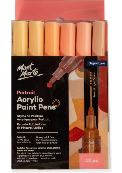 mm Portre Akrilik Boya Kalemi Geniş Uçlu 12'li Signature