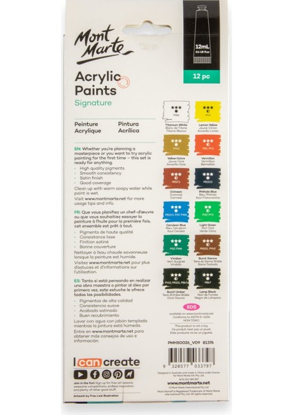 Boya Seti 12 Parça x 12 ml fiyatları