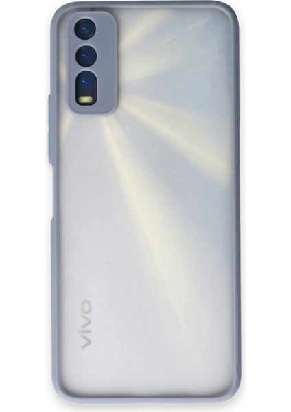 Denza Case Vivo Y11S Kılıf Kenarları Renkli Mat Kapak - Gri