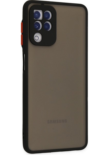 Denza Case Samsung Galaxy A22 Kılıf Kenarları Renkli Mat Kapak - Siyah