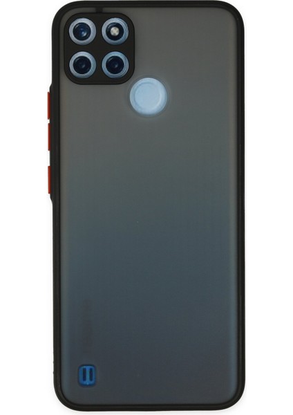 Denza Case Realme C25Y Kılıf Kenarları Renkli Mat Kapak - Siyah