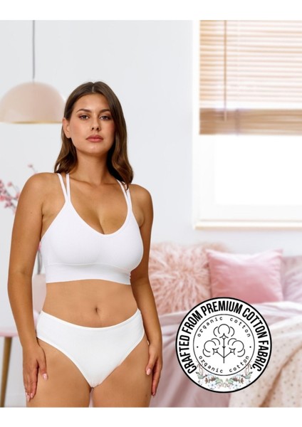 Kadın Pamuklu Bato Tanga Külot, Büyük Beden - 5 Adet Beyaz (2xl, 3xl, 4xl)