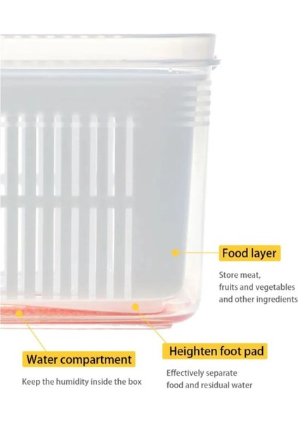 Süzgeçli Organizer Buzdolabı Düzenleyici ve Taze Ürün Saklama Kabı 4 Lü Set 5 Lt indirimleri