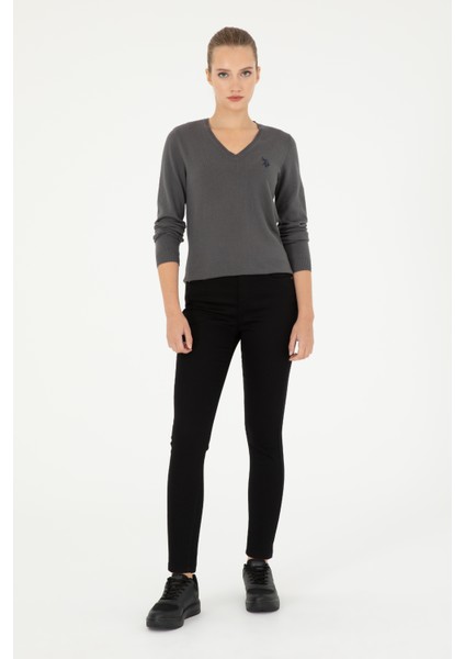 Kadın Siyah Pantolon (Kanvas-Chino) 50290854-VR046