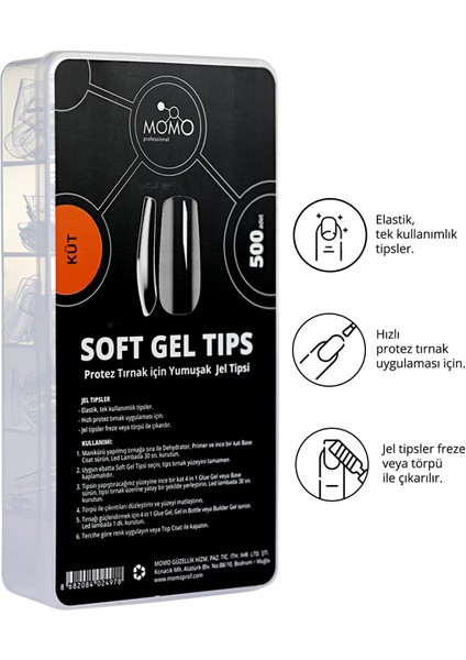 Tırnak Soft Gel Tips 500 Ad. (Küt)