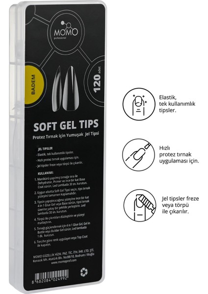 Tırnak Soft Gel Tips 120 Ad. (Badem)