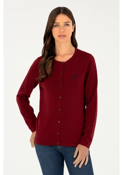 U.S. Polo Assn. Kadın Bordo Triko Hırka 50293537-VR014