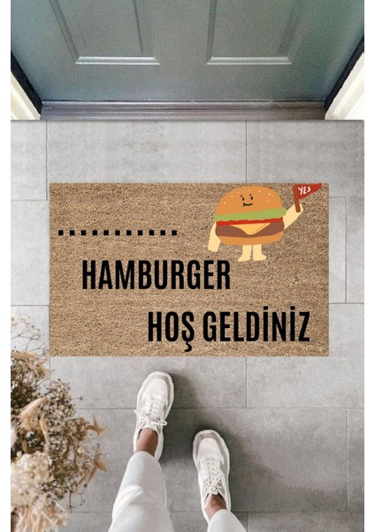 Dijital Baskı Kişiye Özel Iç Kapı Dekorasyon Paspas Hamburgerci 1 Ko-134658