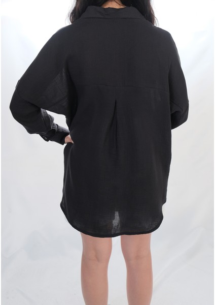Si&su Müslin Kumaş Kadın Rahat Kesim, Oversize, Salaş Gömlek