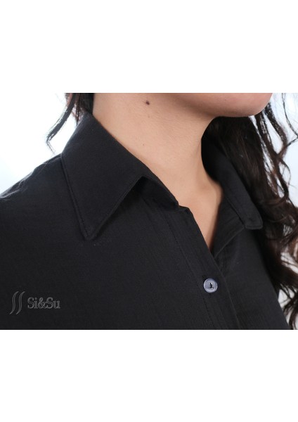 Si&su Müslin Kumaş Kadın Rahat Kesim, Oversize, Salaş Gömlek
