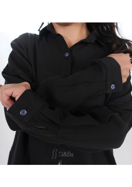 Si&su Müslin Kumaş Kadın Rahat Kesim, Oversize, Salaş Gömlek