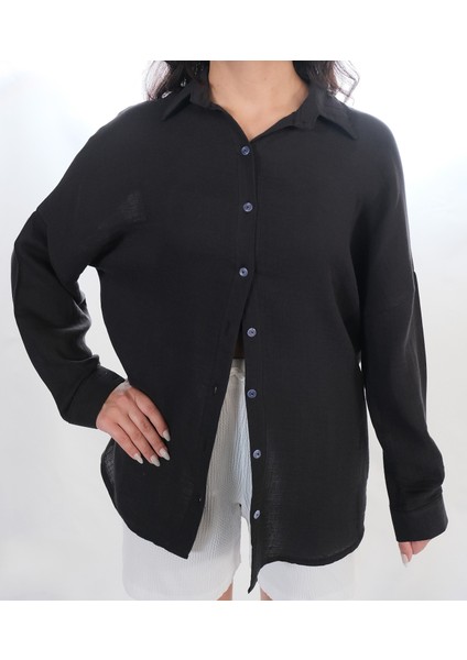Si&su Müslin Kumaş Kadın Rahat Kesim, Oversize, Salaş Gömlek
