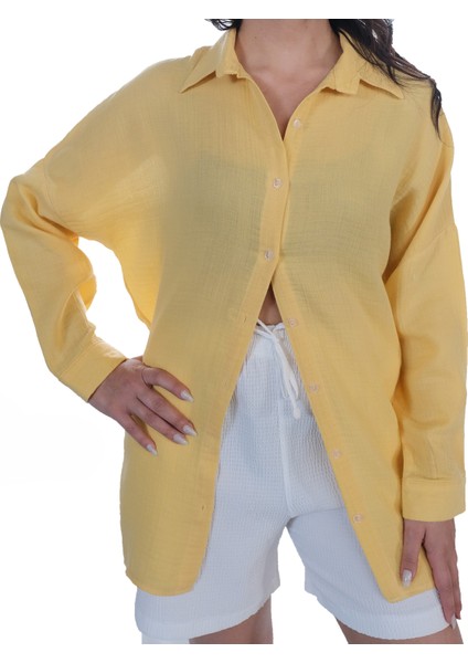 Si&su Müslin Kumaş Kadın Rahat Kesim, Oversize, Salaş Gömlek