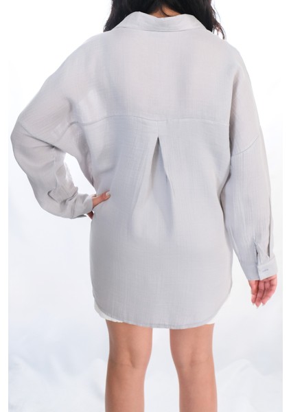 Si&su Müslin Kumaş Kadın Rahat Kesim, Oversize, Salaş Gömlek