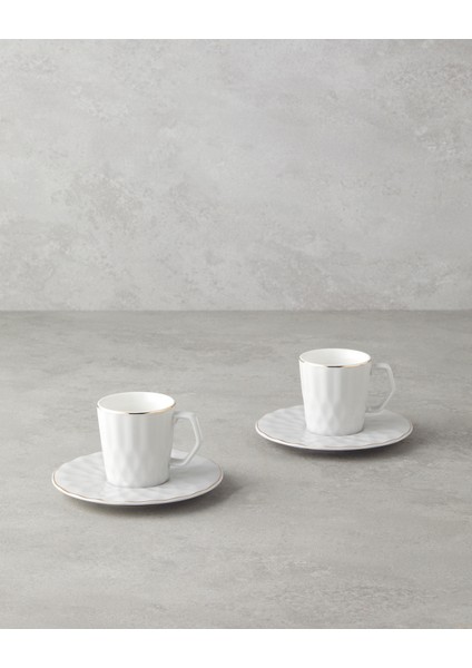 Hestia New Bone China 4 Parça 2 Kişilik Kahve Fincan Takımı Gri