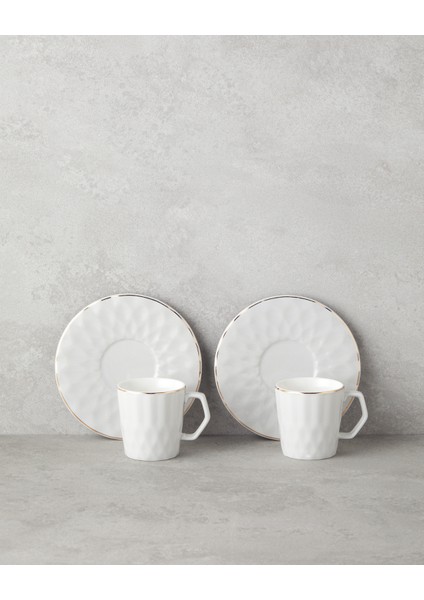 Hestia New Bone China 4 Parça 2 Kişilik Kahve Fincan Takımı Gri