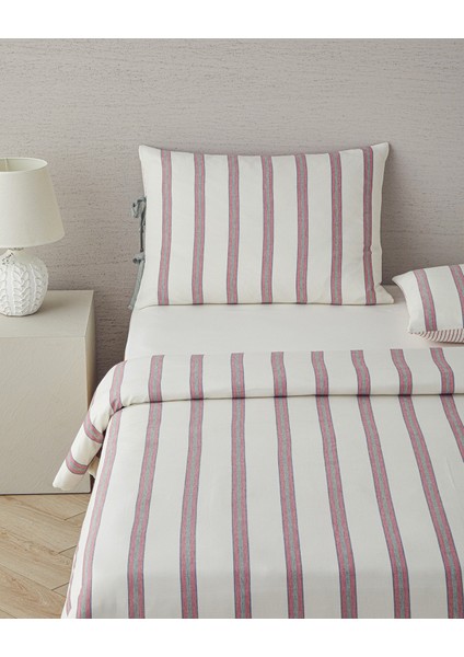 English Home Cool Stripe Ipliği Boyalı Tek Kişilik Nevresim Takımı 160x220 Cm Bordo-Yeşil