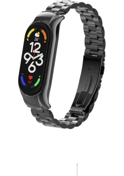 Xiaomi Mi Band 5 Kordon Mi Band 5 Kayış Klasik Metal Kordon Siyah