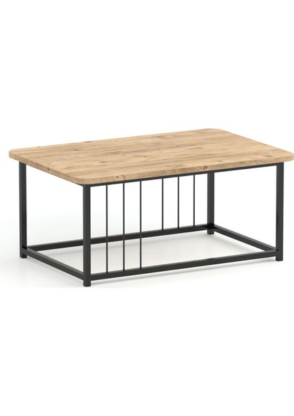 Ahşap Orta Sehpa 60X90 Modern Metal Ayak Siyah Tam Çerçeve Çam Desen Salon Ofis Balkon Sehpası fiyatları