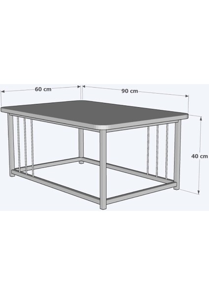 Ahşap Orta Sehpa 60X90 Modern Metal Ayak Siyah Tam Çerçeve Çam Desen Salon Ofis Balkon Sehpası fırsatları