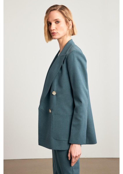 Petrol Asimetrik Kapama Düğme Ve Cep Detaylı Ceket fırsatları