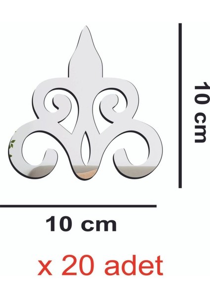 Major Selection Pleksi Ayna Dekor Gümüş Renk Duvar Dekor 20 Adet Adet Boyutu 10 x 10  cm