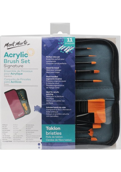 mm Çantalı Fırça Seti 11'li Akrilik Signature