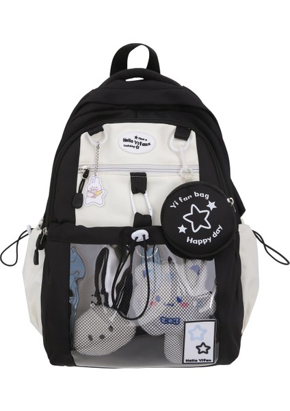 Zıt Renklere Sahip Sevimli Sırt Çantası, Ortaokul ve Lise Öğrencileri Için Kore Tarzı Okul Çantası, Güzel Görünümlü ve Geniş Kapasiteli Sırt Çantası (Yurt Dışından)