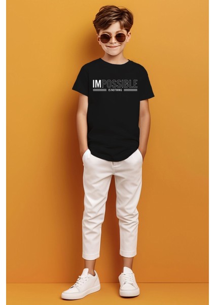Imkansız Yazılı Baskılı Erkek Çocuk T-Shirt