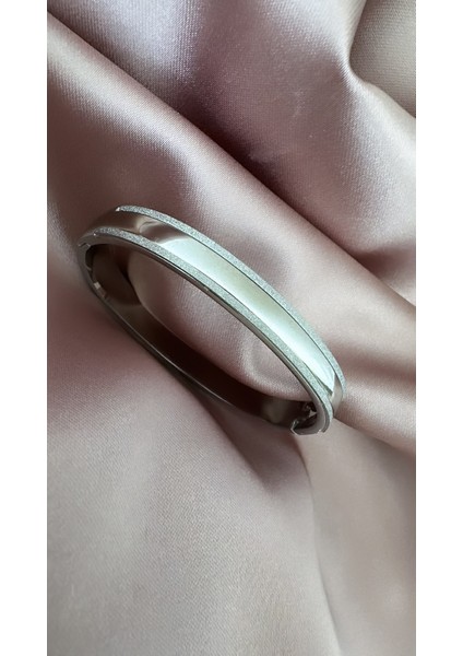 Çelik Çift Sim Düz Silver Kelepçe Bileklik (Çap: 6cm-Çevresi: 19CM)