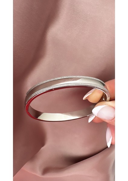 Çelik Çift Sim Düz Silver Kelepçe Bileklik (Çap: 6cm-Çevresi: 19CM)