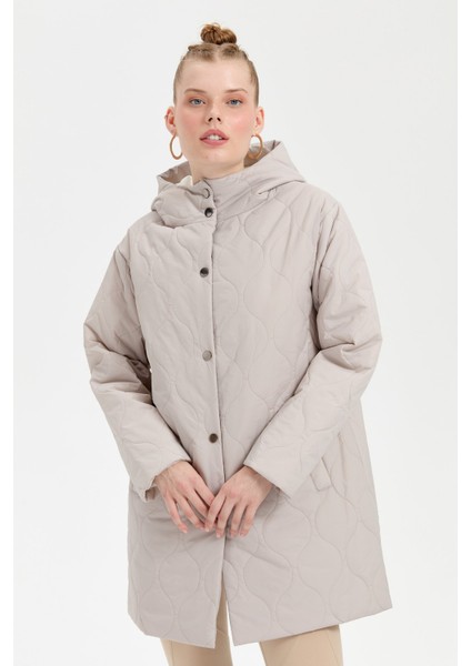 Kadın Kapüşonlu Soğan Desenli Araboy Kapitone Kaban Taş modelleri