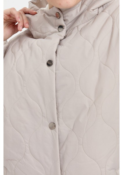 Kadın Kapüşonlu Soğan Desenli Araboy Kapitone Kaban Taş indirimleri