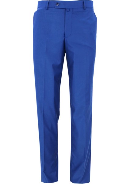 Erkek Çivit Mavi Poliviskon Kumaş Klasik Kesim Pantolon modelleri