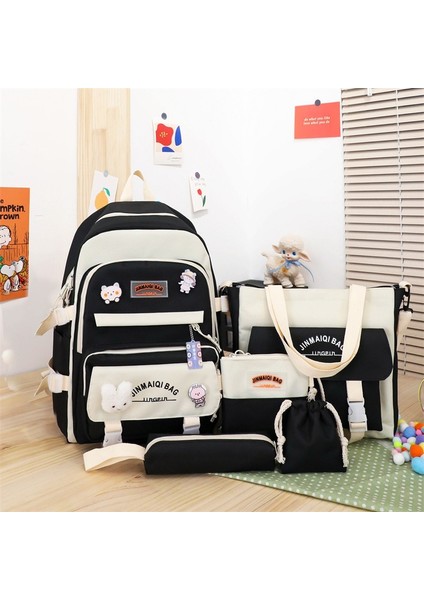 Sevimli Okul Çantası Sırt Çantası Kız Ins Beş Parçalı Set Sırt Çantası Kadın Japon Tatlı Kız Iyileştirici Kampüs Sırt Çantası (Yurt Dışından)