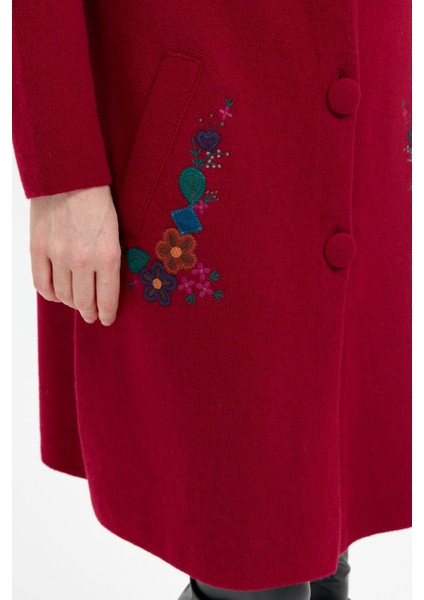 Kadın Dik Yaka Cebi Işlemeli Uzun Yün Kaban V.çürüğü indirimleri