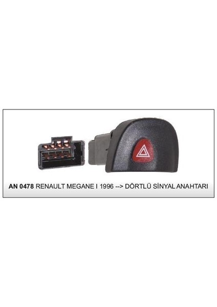 Flaşör Anahtarı Renault Megane 1 1996+ Siyah Soket 7700435867 AN-0478 Dodo