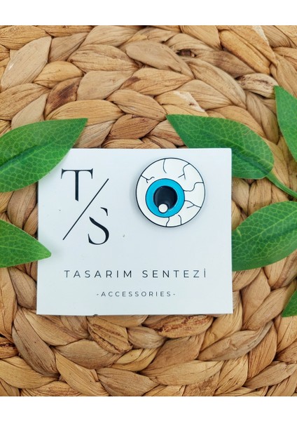 Rozet Metal Broş Yaka Okul Çantası Kıyafet Şapka Takı Mavi Göz Büyük Rosette