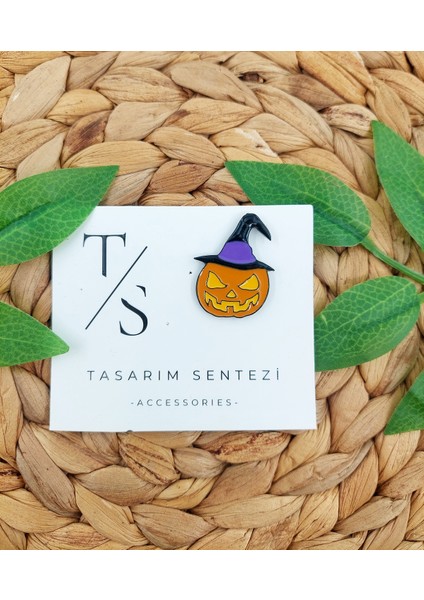 Rozet Metal Broş Halloween Cadılar Bayramı Bal Kabağı Mor Yaka Çanta Kıyafet Şapka Yılbaşı Aksesuar Noel Christmas