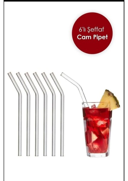 Gilli Store Şeffaf 6 Li Cam Eğimli Pipet