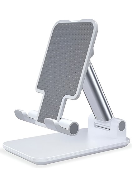 Masaüstü Telefon ve Tablet Tutucu Stand 2 Kademeli Uzunluk Ayarlı Silikon Pedli Kaydırmaz Taban