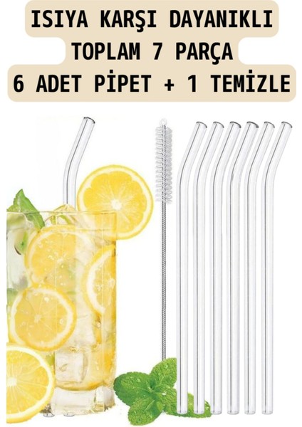 Mis Kitchen 6 Adet Cam Pipet Termosilikat (Isıya Dayanıklı) ve 1 Adet Pipet Temizleme Fırçası 1. Kalite