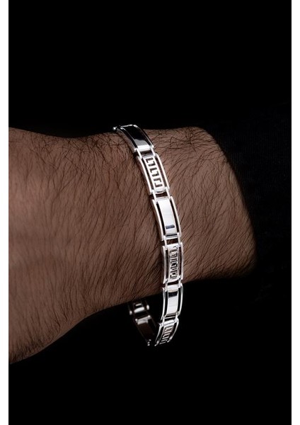 Beyaz Grek Desenli Gümüş Erkek Bileklik Künye fiyatları