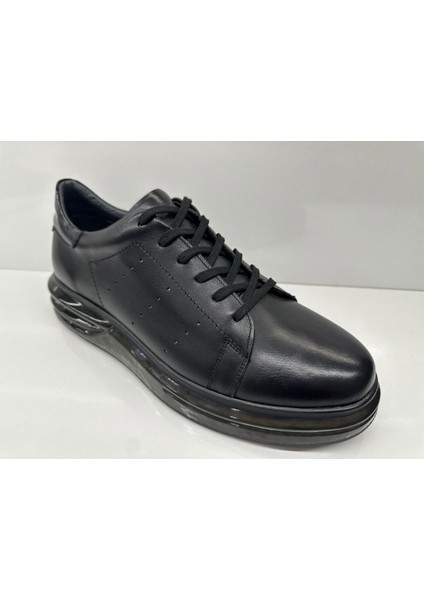 4342 Siyah Deri Yumuşak Ortopedik Taban Erkek Ayakkabı