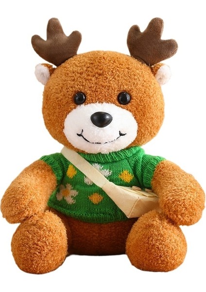 Oturmuş Noel Geyik Bebek Noel Hediyesi Elk Doll Peluş Oyuncak (Yurt Dışından)