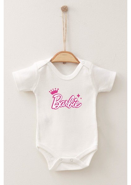 Pamuk Organik Barbie Desenli Kısa Kollu Body Badi Bebek Zıbın